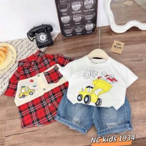 Shirt and jeans shorts