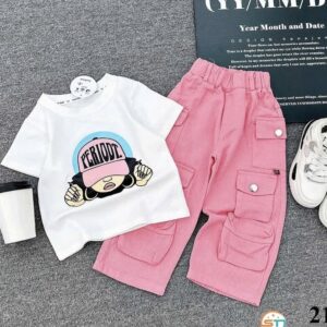 Pink demin & periodt polo top