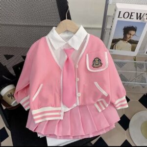 Pink girly preppy style suit